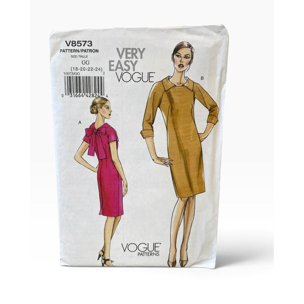 Vogue V8573 Dress Sz 18 20 22 24 Very Easy Misses' Slim-Fit Uncut FF